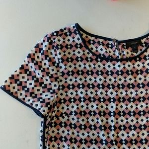J. Crew Tipped 100% silk diamond tile blouse
